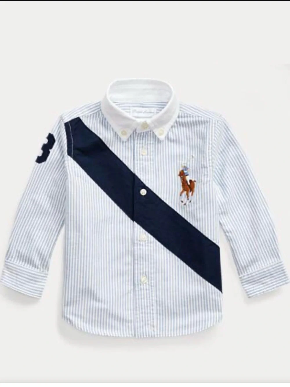 Ralph Lauren Light Blue & Navy Striped Button-Down Shirt